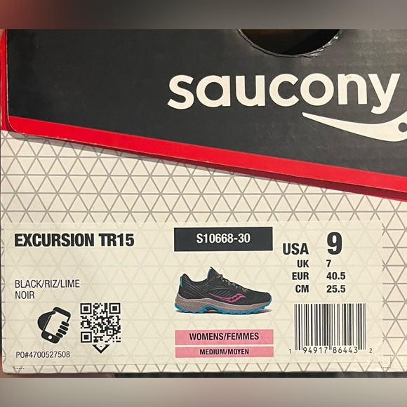 Saucony Women's Excursion TR15 Athletic Shoes size 9 new in box black purple - Picture 9 of 9